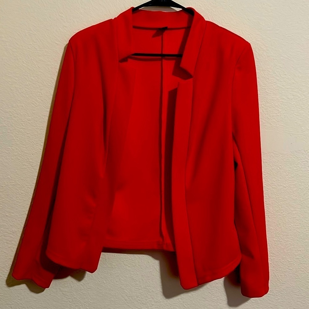 Red Open Front Blazer